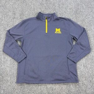 Michigan Wolverines Sweatshirt Mens Large Gray NCAA Rivalry Threads‎ 1/4 Zip